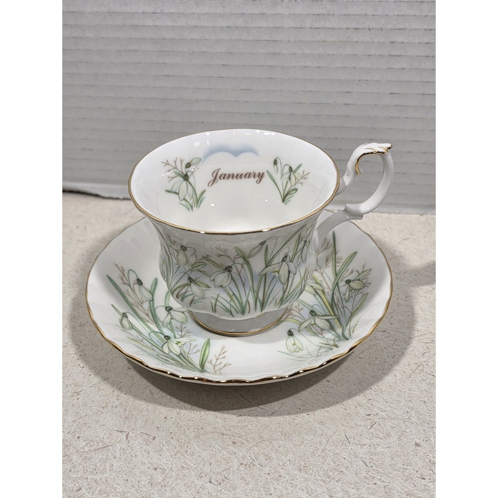 Royal Albert Flower Of The Month January Snowdrop Tea Cup Saucer